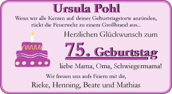 Glückwunschanzeige von Ursula Pohl