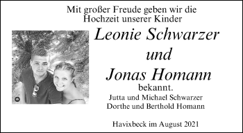 Glückwunschanzeige von Leonie und Jonas 