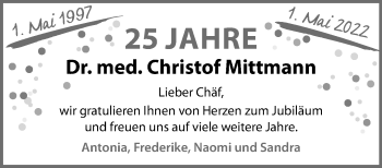 Glückwunschanzeige von Christoff Mittmann