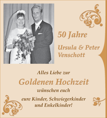 Glückwunschanzeige von Ursula und Peter Venschott
