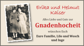 Glückwunschanzeige von Erika und Helmut Kaiser