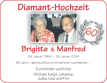 Glückwunschanzeige von Brigitte & Manfred 