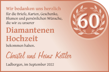 Glückwunschanzeige von Christel und Heinz Kettler