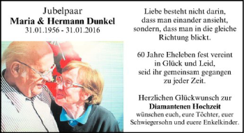 Glückwunschanzeige von Maria & Hermann Dunkel