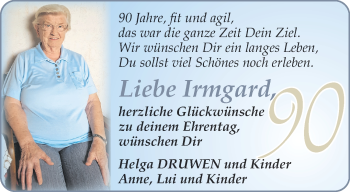 Glückwunschanzeige von Irmgard 