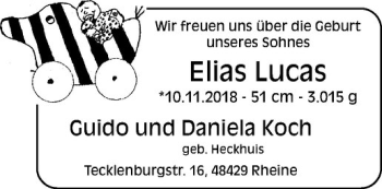 Glückwunschanzeige von Elias Lucas Koch