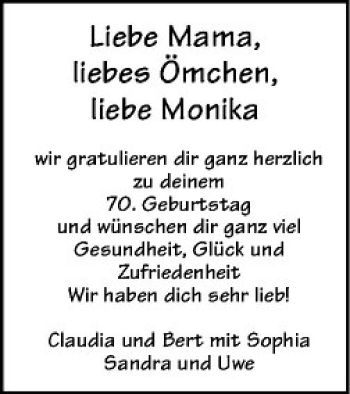 Glückwunschanzeige von Monika 