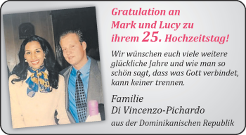Glückwunschanzeige von Mark und Lucy 