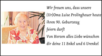 Glückwunschanzeige von Luise Prolingheuer