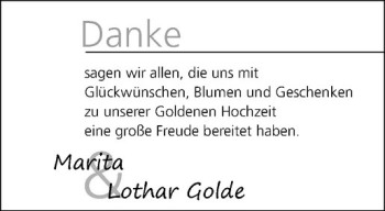 Glückwunschanzeige von Marita & Lothar Golde
