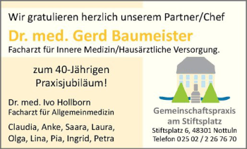 Glückwunschanzeige von Gerd Baumeister