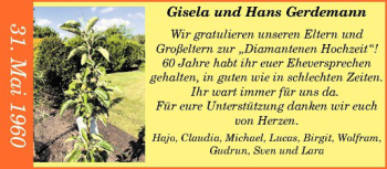 Glückwunschanzeige von Gisela und Hans Gerdemann