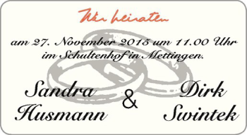 Glückwunschanzeige von Sandra & Dirk Husmann & Swintek