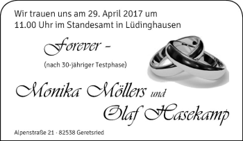 Glückwunschanzeige von Monika & Olaf Möllers & Hasekamp