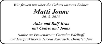 Glückwunschanzeige von Matti Jonne 