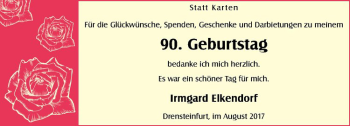 Glückwunschanzeige von Irmgard Elkendorf