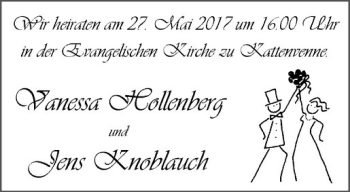 Glückwunschanzeige von Vanessa und Jens Hollenberg und Knoblauch
