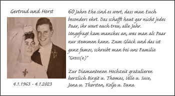 Glückwunschanzeige von Gertrud und Horst 