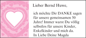 Glückwunschanzeige von Bernd Huwe