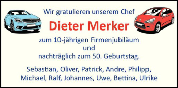 Glückwunschanzeige von Dieter Merker