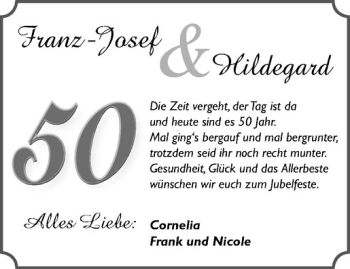 Glückwunschanzeige von Franz-Josef & Hildegard 