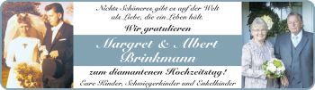Glückwunschanzeige von Margret und Albert Brinkmann