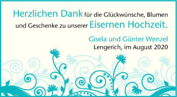 Glückwunschanzeige von Gisela und Günter Wenzel