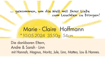 Glückwunschanzeige von Marie-Claire Hoffmann