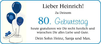 Glückwunschanzeige von Heinrich 