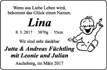 Glückwunschanzeige von Lina 