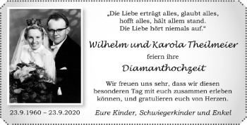 Glückwunschanzeige von Wilhelm und Karola Theilmeier