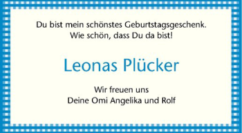 Glückwunschanzeige von Leonas Plücker