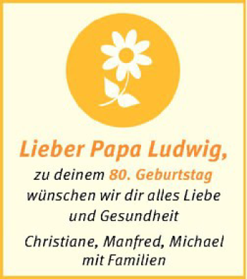 Glückwunschanzeige von Ludwig 