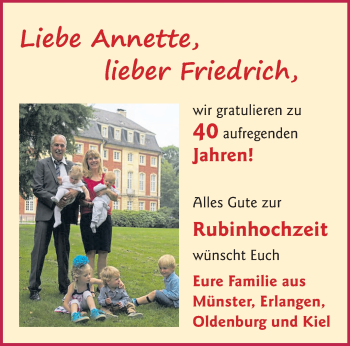 Glückwunschanzeige von Annette Friedrich 