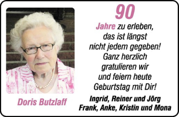 Glückwunschanzeige von Doris Butzlaff