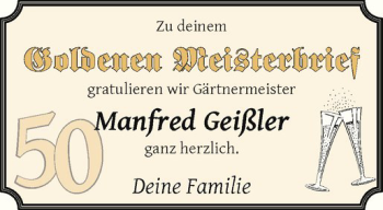 Glückwunschanzeige von Manfred Geißler