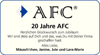 Glückwunschanzeige von AFC 