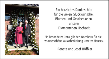 Glückwunschanzeige von Renate und Josef HÃ¶ffker