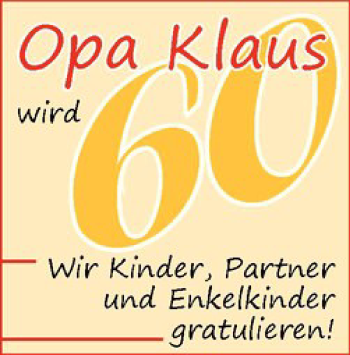 Glückwunschanzeige von Opa Klaus 