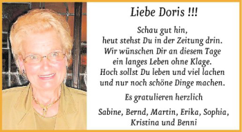 Glückwunschanzeige von Doris 