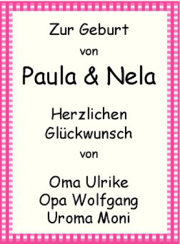 Glückwunschanzeige von Paula & Nela 