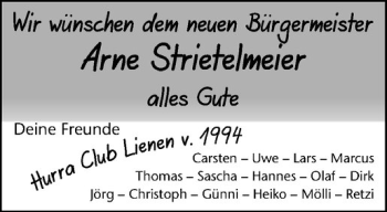 Glückwunschanzeige von Arne Strietelmeier