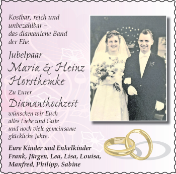 Glückwunschanzeige von Maria & Heinz Horsthemke