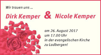 Glückwunschanzeige von Dirk & Nicole Kemper