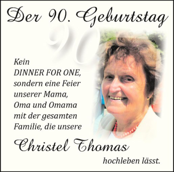Glückwunschanzeige von Christel Thomas