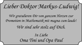 Glückwunschanzeige von Markus-Ludwig 