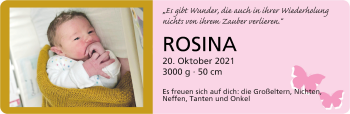 Glückwunschanzeige von Rosina 