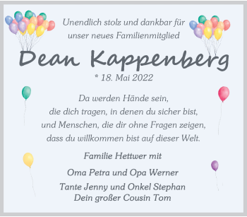 Glückwunschanzeige von Dean Kappenberg