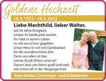 Glückwunschanzeige von Mechthild und Walter 