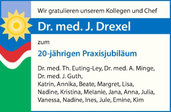 Glückwunschanzeige von J. Drexel